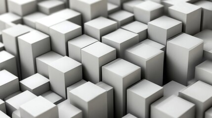 White Cubes Abstract Geometric Background with Shadow and Perspective Construction
