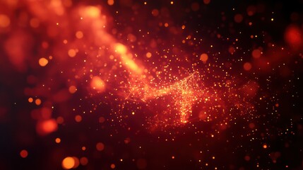Red glowing particles, abstract background, cosmic dust, design element