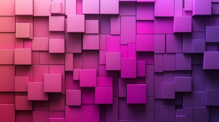Abstract 3D Cubes Pattern with Geometric Block Design in Shades of Magenta
