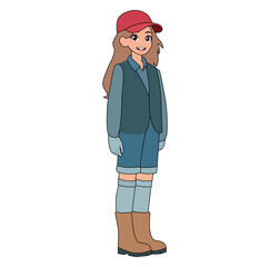 Cartoon Female Trash Collector Vectors Illustration