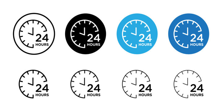 24 Hrs icon Simple outline vector logo