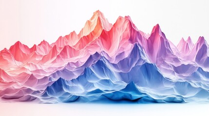 Fototapeta premium Colorful Three Dimensional Mountain Relief Map Gradient in Digital Landscape