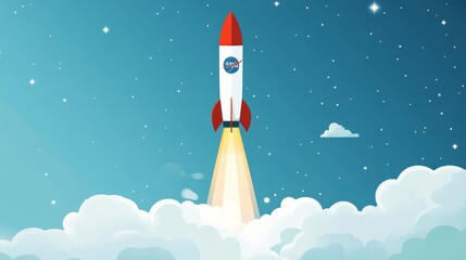 set illustration space exploration rocket