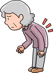 腰が曲がっている高齢女性