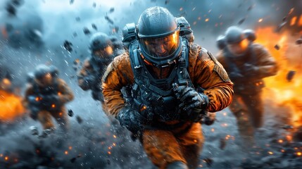 Armored Explorers in Action Across Collapsing Terrain