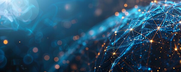 A blue background with a lot of dots and lines