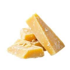 pieces of parmesan or parmigiano cheese isolated