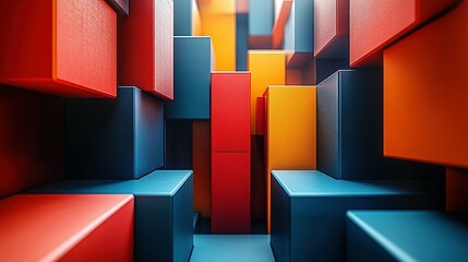 Abstract Colorful Cubes Stacked In A Complex Pattern
