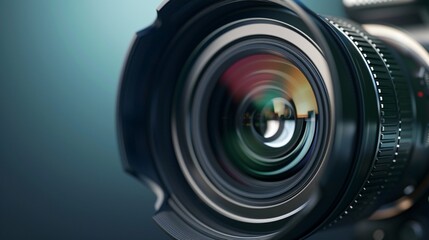 A camera lens with a red, green, and blue filter