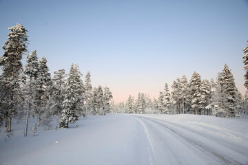 View of the road near Kiilopaa, Finland