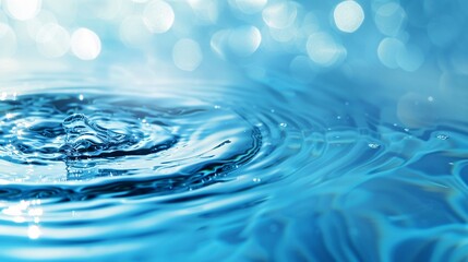 A drop of water is falling into a body of water