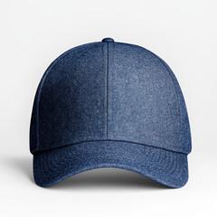 Denim Baseball Cap in Front View with Simple White Background
