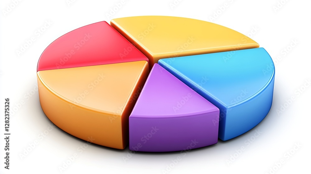 Poster Colorful pie chart representation showing four distinct segments for data visualization in business analysis