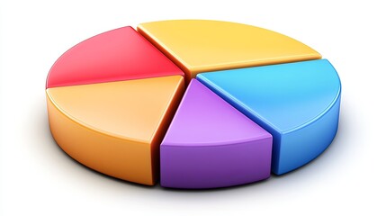 Obraz premium Colorful pie chart representation showing four distinct segments for data visualization in business analysis