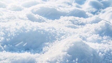 Fototapeta premium A snow covered field with snowflakes falling from the sky