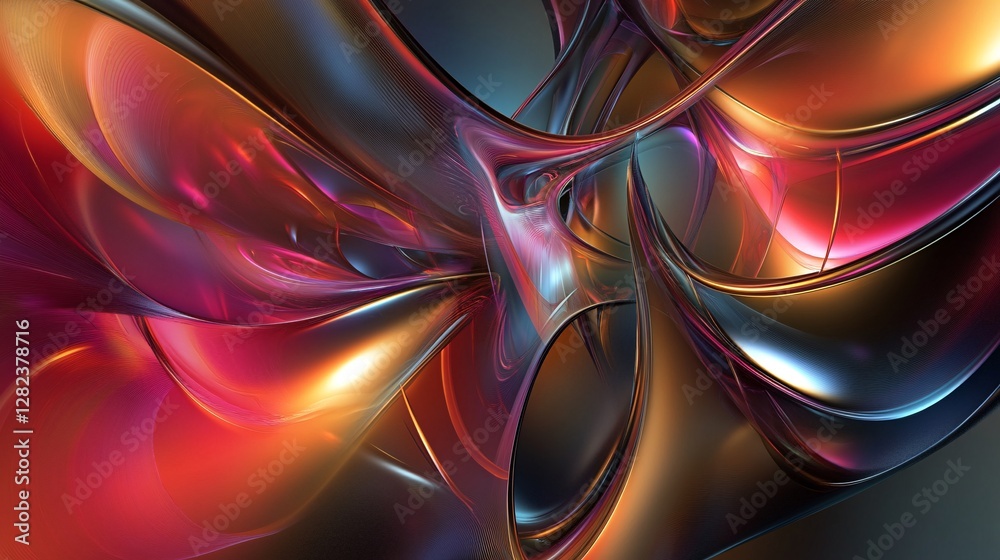 Aufkleber abstract red and gold shapes flowing and intertwining