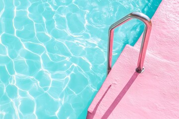 Swimming Pool Handrail and Water Surface