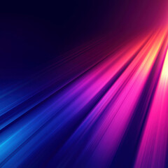 Fototapeta premium A digital art piece with vibrant, abstract elements and a futuristic feel The central focus is on streaks of light transitioning from pink to purple to blue, giving an impression of mo - AI-Generated