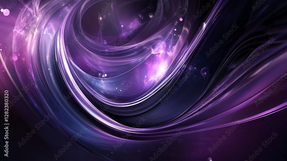 Poster purple abstract waves flowing through space and time