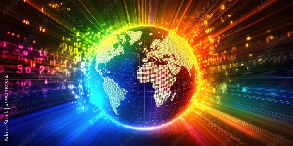 Aufkleber vibrant global network data visualization