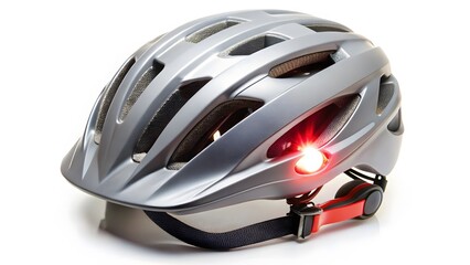 Fototapeta premium Silver Bicycle Helmet with Integrated Rear Light