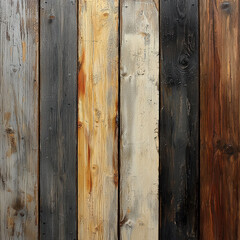 Fototapeta premium Close-up of weathered wooden surface, old or exposed to elements Brown shades varying from left to right Realistic style with focus on textures and natural colors - AI-Generated