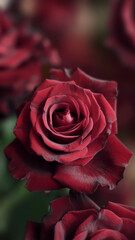Beautiful dark red rose with detailed petals
