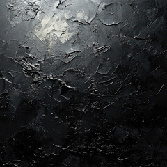 Naklejka premium Dark, moody abstract painting with a somber tone, texture, contrasting lighter area possibly representing trees or leaves, no clear forms, contemporary style, physical artwork - AI-Generated