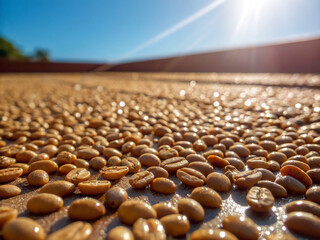 Fototapeta premium coffee beans in the field. beach, sea, water, nature, stone, pebble, stones, rock, coast, sand, summer, ocean, pebbles, wave, shore, sky, landscape, texture, pattern, rocks, coastline, travel, river