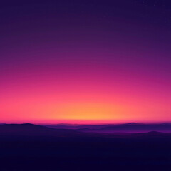 Obraz premium Digital artwork of an ethereal landscape with a transitioning sky from purple to orange, possibly sunrise or sunset Tranquil water mirrors the colors above, creating a serene reflectio - AI-Generated