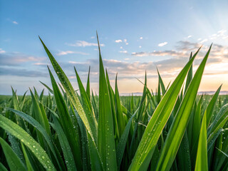grass and sky. grass, nature, plant, field, spring, sky, summer, meadow, lawn, growth, isolated, blue, environment, fresh, grow, macro, agriculture, closeup, green, leaf, season, wheat, landscape, gar
