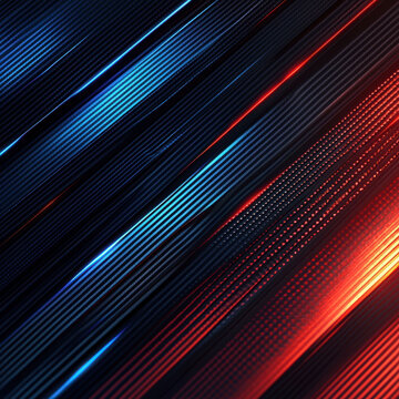 An abstract digital artwork featuring parallel lines, resembling a digital interface or circuit board Bright colors transition from blue to red, creating a gradient effect Intricate t - AI-Generated