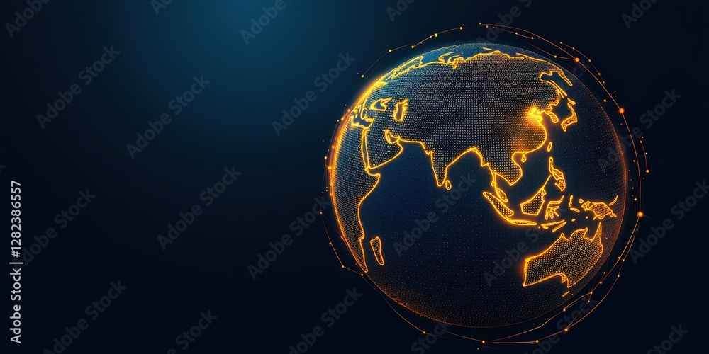 Aufkleber Glowing Earth Globe Digital Network Connection Abstract Background
