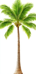 Lush Green Palm Tree Isolated on White Background for Design Use
