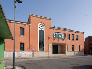 Elementary school in Latina city, a building of the '30s in a fascist architectural style, Italy	