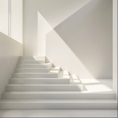 Obraz premium White Staircase in Sunlit Interior Space