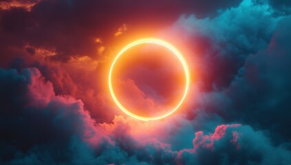 Glowing Circle in a Dramatic, Colorful Nightscape