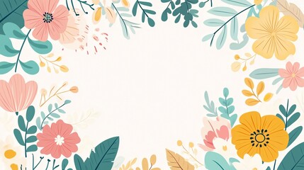 Obraz premium Pastel Floral Arrangement with Flowers Leaves and White Background