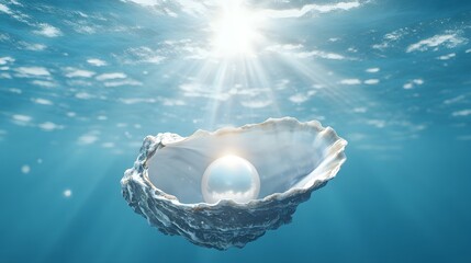 Pearl shells in sea water