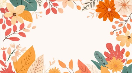 A delightful illustration featuring leaves and flowers of vibrant colors