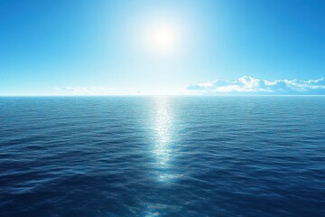 Obraz premium Peaceful Ocean Scene with Bright Sunlight and Blue Sky