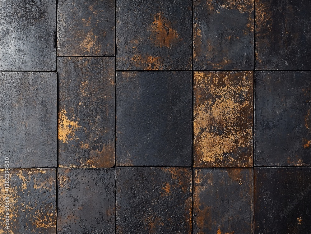 Poster dark brown and gold textured tiles arranged in a grid pattern.