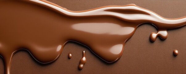 Creamy chocolate drips cascade elegantly over a soft texture providing ample copy space for creative uses in food-related design projects or marketing materials