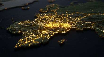 Illuminated Economic Regions, A 3D Model Representing National Wealth