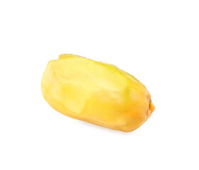 One peeled pistachio nut isolated on white