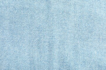 Texture of light blue jeans as background, top view