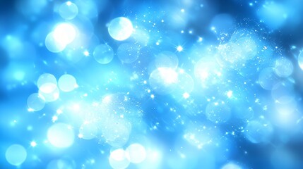 Obraz premium Blue bokeh lights, sparkling background, festive backdrop, holiday design