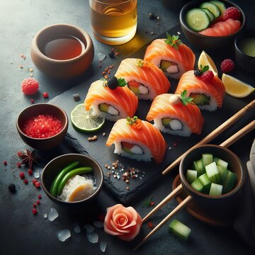 sushi and chopsticks