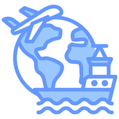 Global Logistics Lineal Blue Icon