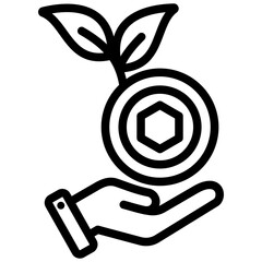 Cryptocurrency Investment Outline Icon